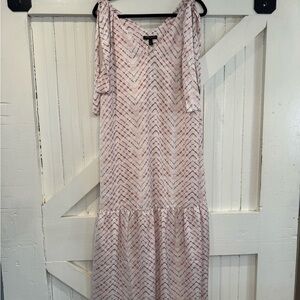 Banana Republic Tie Shoulder Midi Dress Tall Medium Pink Print NWT